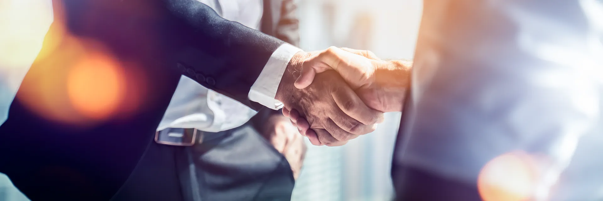 Gemeinsam stärker als Partner der BfV Nahaufnahme von einem Handshake von zwei Business Männern