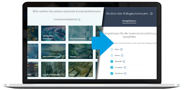 Investitionsthemen Übersicht von Investitionsthemen auf einem Laptop